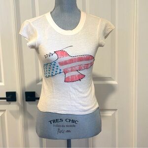 We The Free Dove‎ American Flag Cream Top Free People Size XXS